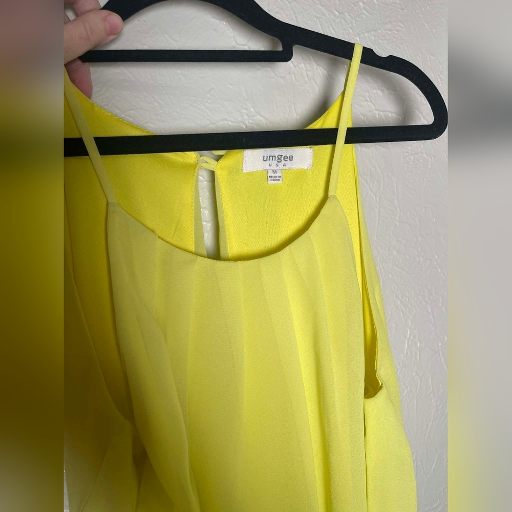 Umgee USA Maxi Dress Size M Yellow & Mint Boho Print Open Back - Picture 4 of 6